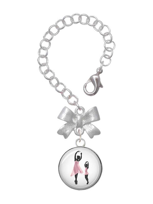 Silver Plated Domed Ballet Dance Instructor - Bow Charm Accessory for Tumblers and Thermal Cups