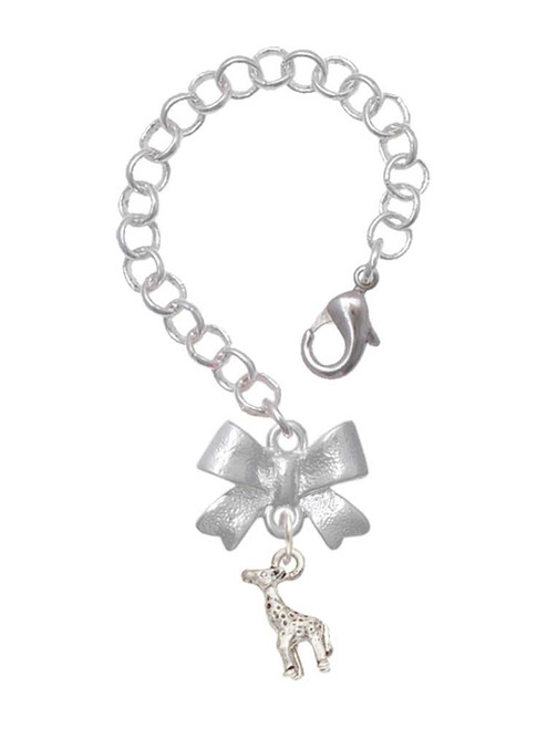 Silver Plated Mini Giraffe - Bow Charm Accessory for Tumblers and Thermal Cups