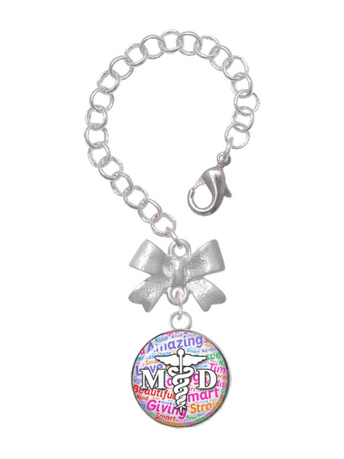 Silver Plated Domed Multi Color MD - Bow Charm Accessory for Tumblers and Thermal Cups