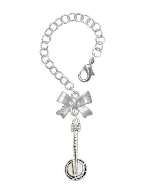 Silver Plated 3-D Banjo - Bow Charm Accessory for Tumblers and Thermal Cups