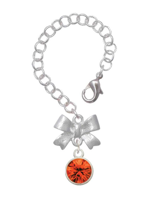 Silver Plated 10mm Orange Crystal Drop - Bow Charm Accessory for Tumblers and Thermal Cups