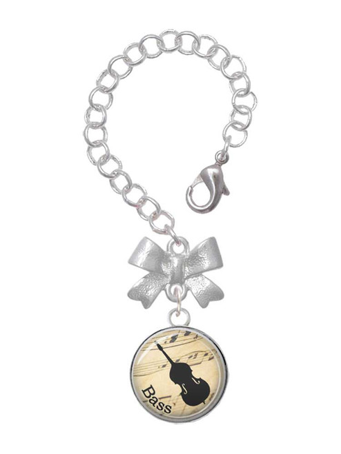 Silver Plated Domed Music - Bass - Bow Charm Accessory for Tumblers and Thermal Cups