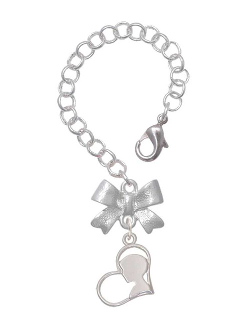 Silver Plated Boy Silhouette in Heart - Bow Charm Accessory for Tumblers and Thermal Cups