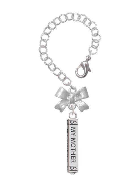 Silver Plated Always My Mother Bar - Bow Charm Accessory for Tumblers and Thermal Cups