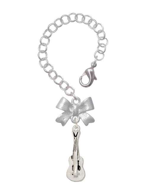 Silver Plated Guitar - Bow Charm Accessory for Tumblers and Thermal Cups
