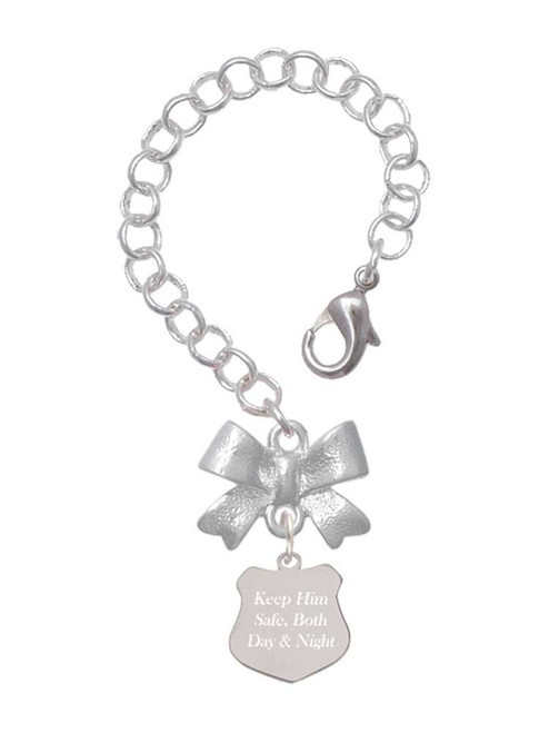 Stainless Steel Keep Him Safe Police Badge - Bow Charm Accessory for Tumblers and Thermal Cups