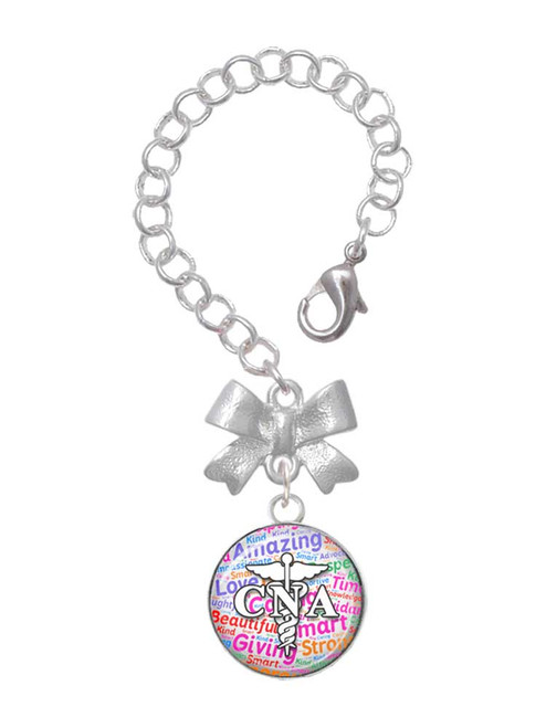Silver Plated Domed Multi Color CNA - Bow Charm Accessory for Tumblers and Thermal Cups
