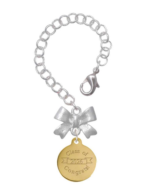 Gold-tone Engraved Class of 2026 - Bow Charm Accessory for Tumblers and Thermal Cups