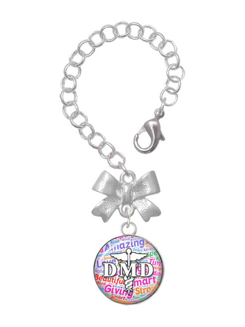 Silver Plated Domed Multi Color DMD - Bow Charm Accessory for Tumblers and Thermal Cups