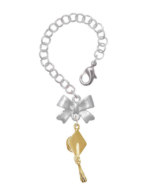 Gold-tone 3-D Graduation Hat - Bow Charm Accessory for Tumblers and Thermal Cups