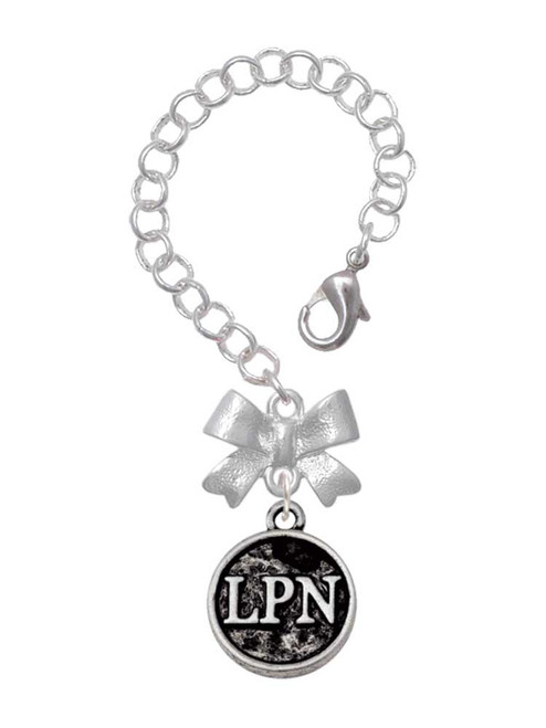 Silver Plated Nurse Caduceus Seal - LPN - Bow Charm Accessory for Tumblers and Thermal Cups
