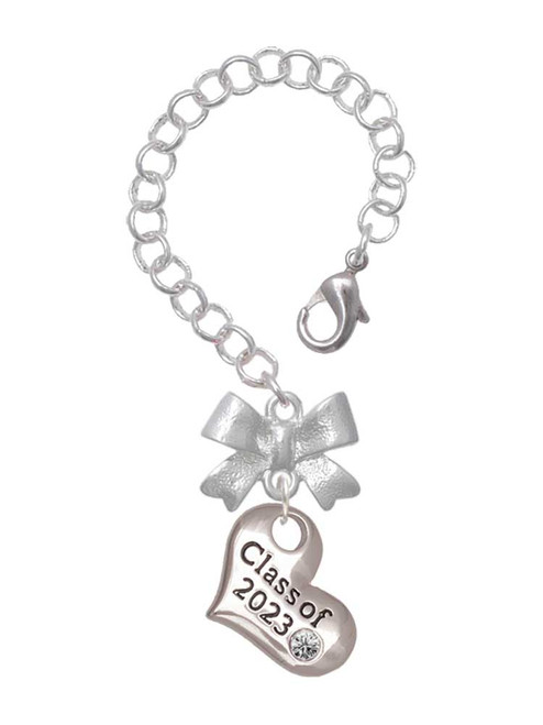 Silver Plated Class of 2023 Heart - Bow Charm Accessory for Tumblers and Thermal Cups