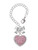 Silver Plated Large Rounded Light Pink Oktant Crystal Heart - Bow Charm Accessory for Tumblers and Thermal Cups