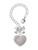 Silver Plated Large Rounded Clear AB Oktant Crystal Heart - Bow Charm Accessory for Tumblers and Thermal Cups