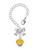 Silver Plated 12mm Faceted Yellow Glass Spinner - Bow Charm Accessory for Tumblers and Thermal Cups