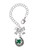 Silver Plated Good Luck Horseshoe with Green Four Leaf Clover - Bow Charm Accessory for Tumblers and Thermal Cups