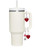 Acrylic 1" Maroon Heart - Bow Charm Accessory for Tumblers and Thermal Cups