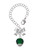 Silver Plated 12mm Faceted Green Glass Spinner - Bow Charm Accessory for Tumblers and Thermal Cups