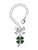 Silver Plated Green Four Leaf Clover with Heart Leaves - Bow Charm Accessory for Tumblers and Thermal Cups