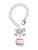Silver Plated Large White Enamel Baseball - Bow Charm Accessory for Tumblers and Thermal Cups