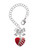 Silver Plated Striped Red Enamel Heart with Beaded Decoration - Bow Charm Accessory for Tumblers and Thermal Cups