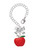Silver Plated Large Red Apple - Bow Charm Accessory for Tumblers and Thermal Cups