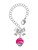 Silver Plated Hot Pink Softball with Stitching Spinner - Bow Charm Accessory for Tumblers and Thermal Cups