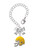 Silver Plated Small Yellow Football Helmet - Bow Charm Accessory for Tumblers and Thermal Cups