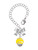 Silver Plated Yellow Softball with Stitching Spinner - Bow Charm Accessory for Tumblers and Thermal Cups