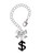 Silver Plated Black Dollar Sign - Bow Charm Accessory for Tumblers and Thermal Cups