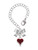 Silver Plated Small Long Maroon Heart - Bow Charm Accessory for Tumblers and Thermal Cups