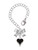 Silver Plated Small Long Black Heart - Bow Charm Accessory for Tumblers and Thermal Cups