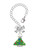 Silver Plated Green Resin Christmas Tree with Crystals - Bow Charm Accessory for Tumblers and Thermal Cups