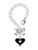 Silver Plated Black and White Enamel Heart - Bow Charm Accessory for Tumblers and Thermal Cups