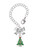 Silver Plated Green Christmas Tree with Red Crystals - Bow Charm Accessory for Tumblers and Thermal Cups
