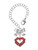 Silver Plated Open Heart with Red Crystal Border - Bow Charm Accessory for Tumblers and Thermal Cups