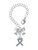 Silver Plated Scroll Ribbon with Light Blue Crystal - Bow Charm Accessory for Tumblers and Thermal Cups