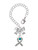 Silver Plated Scroll Ribbon with Teal Crystal - Bow Charm Accessory for Tumblers and Thermal Cups