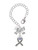 Silver Plated Scroll Ribbon with Lavender Crystal - Bow Charm Accessory for Tumblers and Thermal Cups