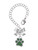 Silver Plated Medium Translucent Green Paw - Bow Charm Accessory for Tumblers and Thermal Cups