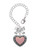 Silver Plated Large Pink Enamel Heart with Swirl Border - Bow Charm Accessory for Tumblers and Thermal Cups