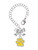 Silver Plated Medium Translucent Yellow Paw - Bow Charm Accessory for Tumblers and Thermal Cups