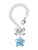 Silver Plated Blue Plumeria Flower - Bow Charm Accessory for Tumblers and Thermal Cups