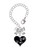 Silver Plated Black Enamel Heart with Paw Prints - Bow Charm Accessory for Tumblers and Thermal Cups