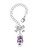 Silver Plated Purple Open Plumeria Flower Flip Flop - Bow Charm Accessory for Tumblers and Thermal Cups