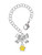 Silver Plated Mini Translucent Yellow Paw - Bow Charm Accessory for Tumblers and Thermal Cups