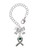 Silver Plated Scroll Ribbon with Green Crystal - Bow Charm Accessory for Tumblers and Thermal Cups