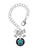 Silver Plated Teal Paw on Black Disc - Bow Charm Accessory for Tumblers and Thermal Cups