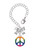 Silver Plated Large Rainbow Colored Peace Sign - Bow Charm Accessory for Tumblers and Thermal Cups