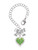 Silver Plated Lime Green Giraffe Print Heart - Bow Charm Accessory for Tumblers and Thermal Cups